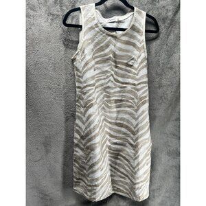 i Linen Lifestyle Medium Zebra Linen Dress Lagenlook Lightweight Resortwear